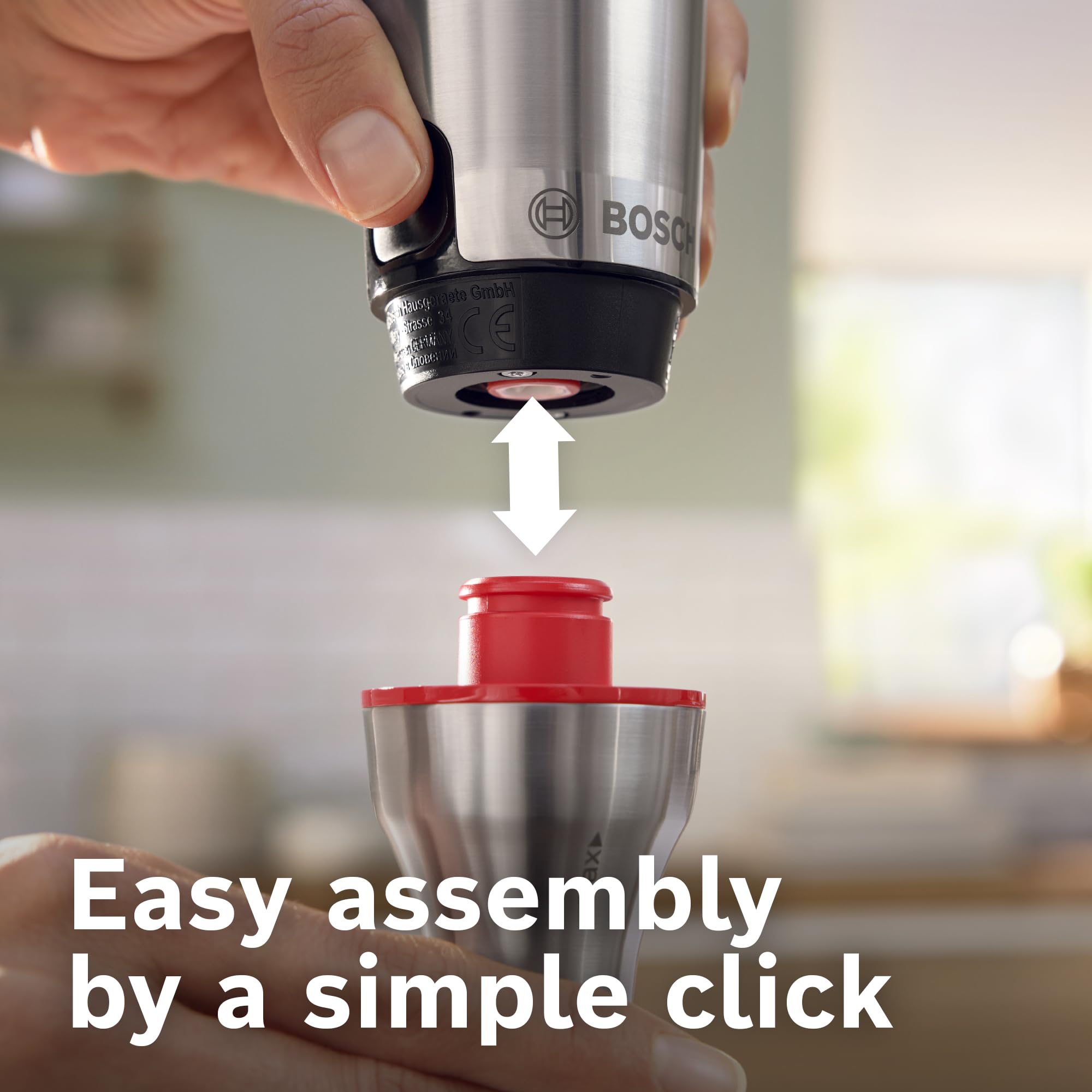 Bosch Stabmixer ErgoMaster Serie 6, mit Mixbecher, 4 Edelstahlklingen, verschleißfreie Keramikkupplung, langlebig, Luftkühlung, leistungsstark, 1200W, MSM6M810