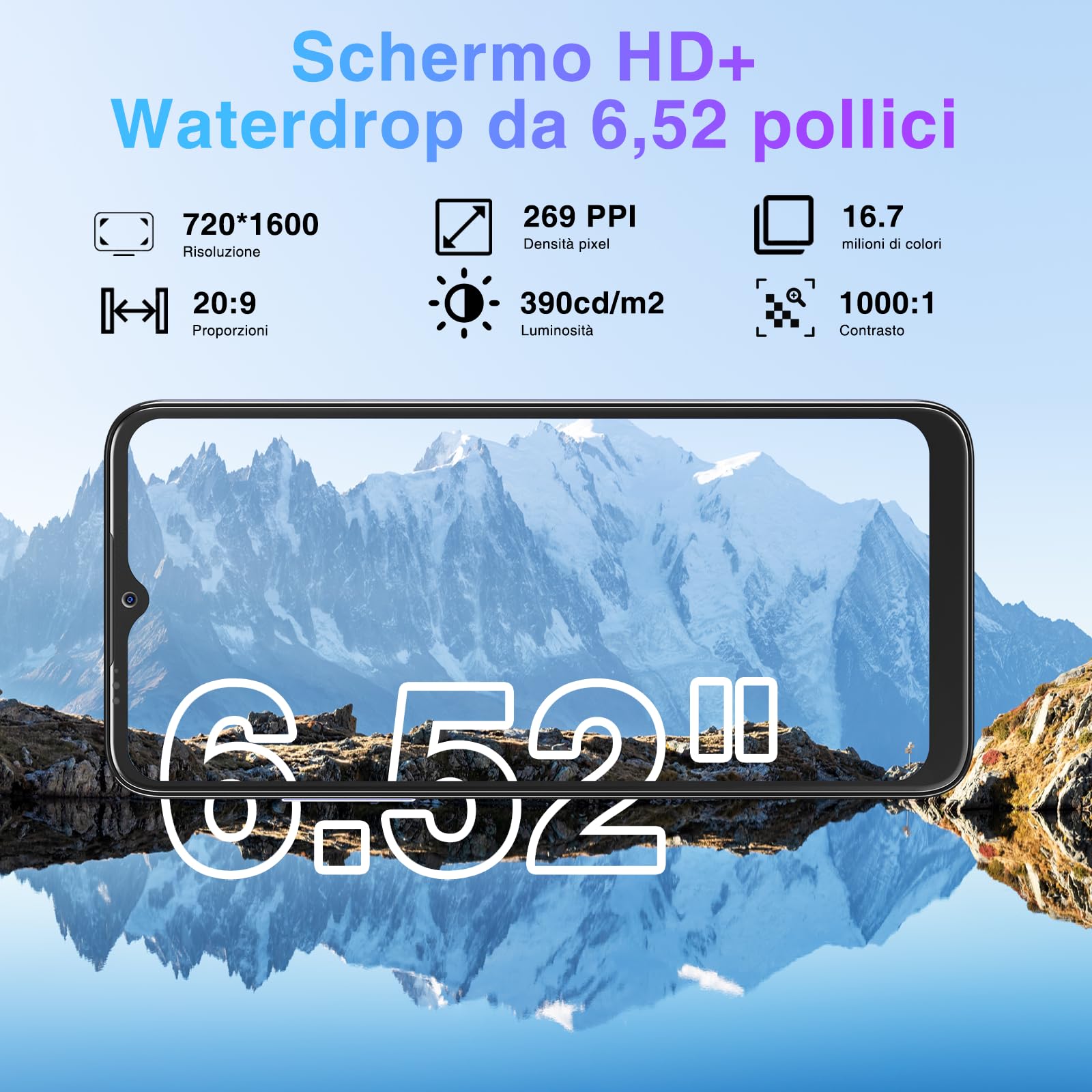 DOOGEE N50 Pro Smartphone Android 13, 20GB+256GB/TF1TB, 6.52" HD+Telefono Cellulare, Octa-Core, 4200mAh, 50MP+8MP, 4G Dual SIM Telefono, Fingerprint/Face ID/GPS/Modalità Panorama/Tipo C/OTG,Viola