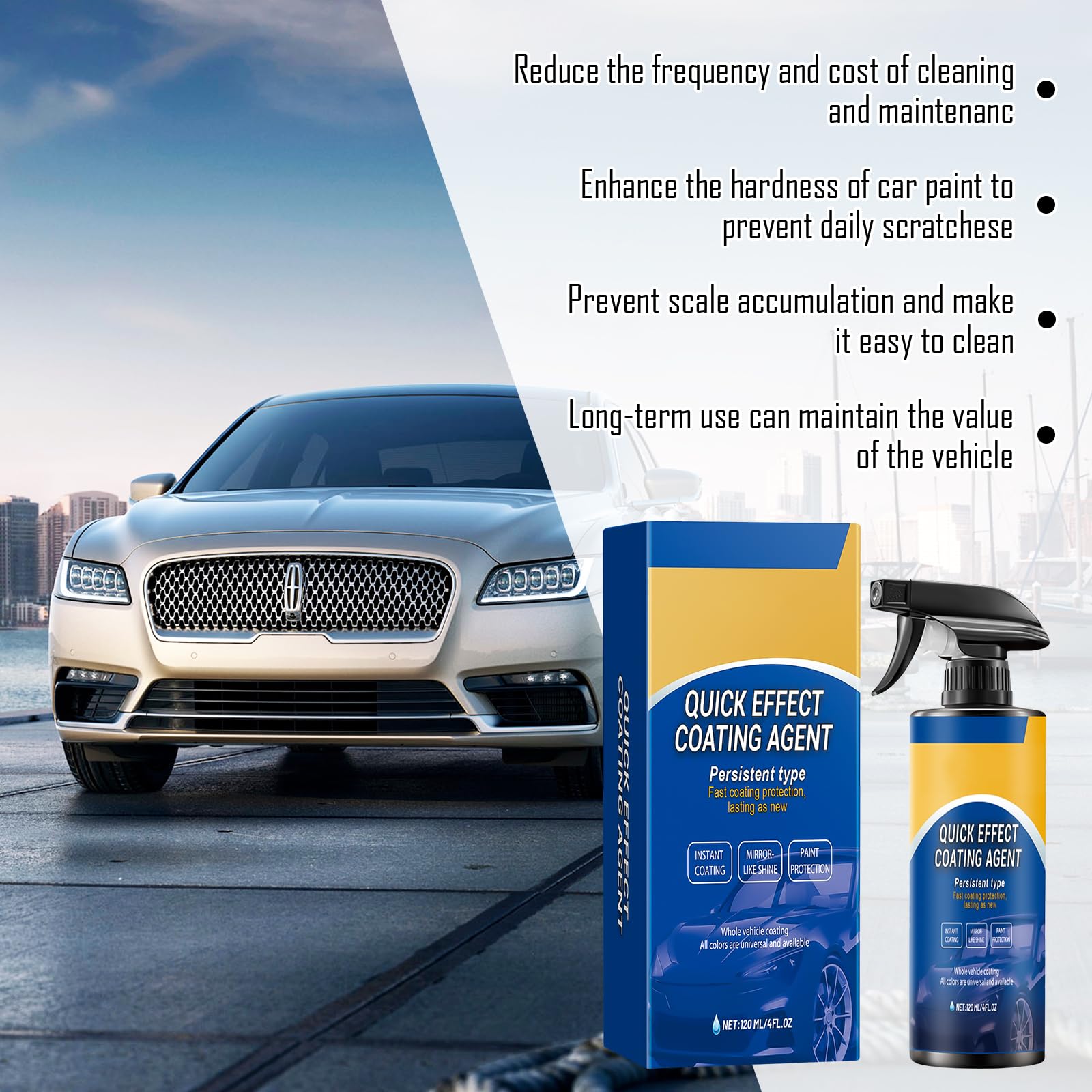 Quick Effect Coating Agent for Car,Sopami Spray Auto Spray Rinnovo Rivestimento Multifunzionale 3 in 1 Spray per Rivestimento Auto ad Alta Protezione, Ripara Graffi e segni di Usura