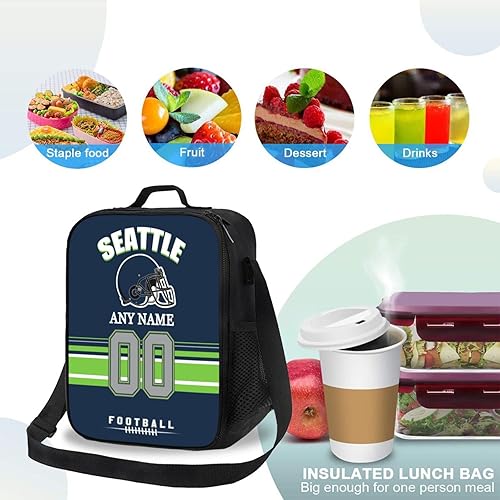 Miniatura 9 de Dallas - Lonchera personalizada, con nombre y número personalizados, correa ajustable, bolsa de almuerzo aislada deportiva, regalos para fanáticos,