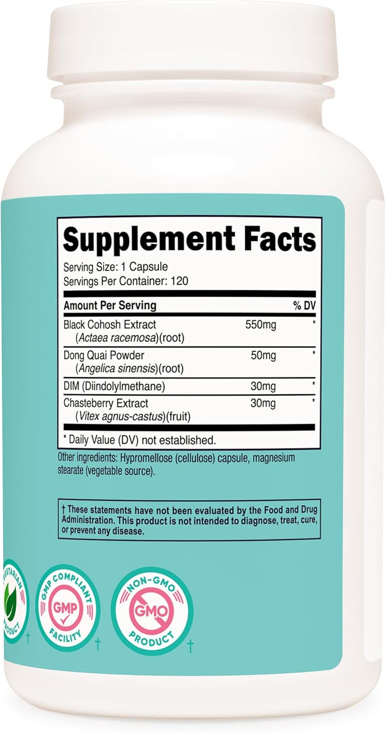 Nutricost Black Cohosh for Women 660mg, 120 Capsules - with Don Quai, DIM, and Chaste Berry, Veggie Caps, Non-GMO, Gluten Free - Image 5
