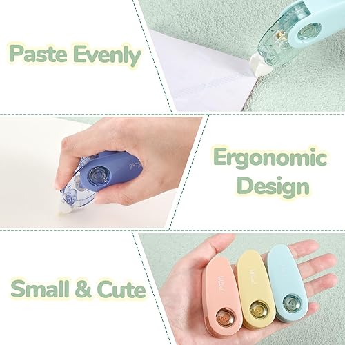 Miniatura 3 de Temiary 6 cintas de doble cara, rodillo de cinta adhesiva para suministros de álbumes de recortes, camino dispensador para manualidades (pastel)