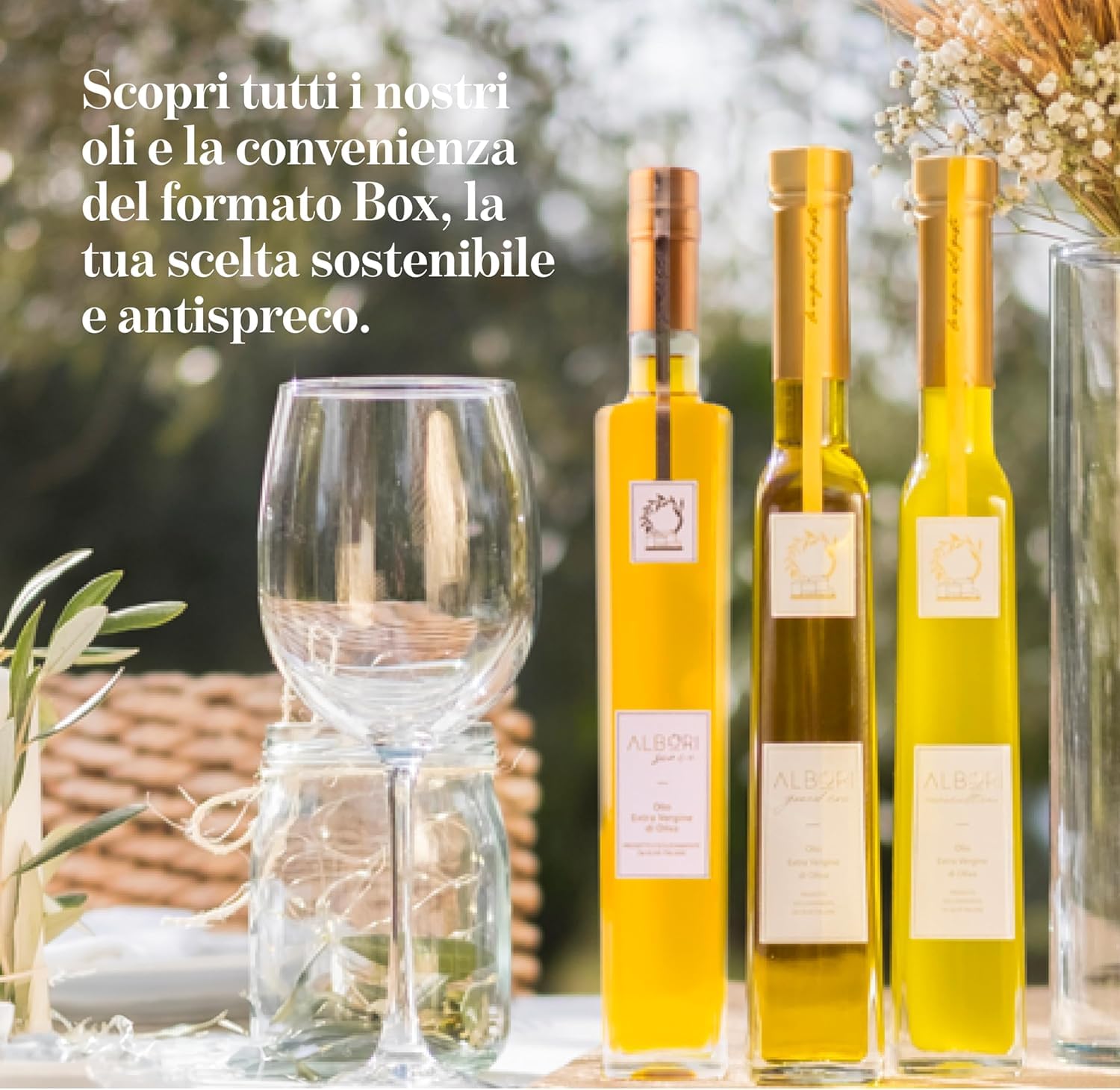 ALBORI Soave - Olio Extravergine di Oliva Italiano 5 Litri NUOVO 2025/2026 Estratto Freddo, Olio di Oliva con Olive Leccino e Peranzana Delicato per Pesce, Carne, Verdura, Box con Versatore Antispreco