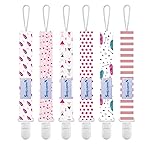 Smlpuame Pacifier Clip Girl,6 Pack Stylish Binky Clips Strap for Baby Girls,Paci Holder with Clip Lightweight Universal Fits Most Pacifiers Teether Toy Teething Ring Soothie,Baby Gifts(Pink)