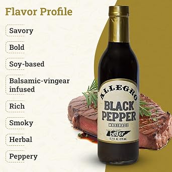 ALLEGRO - The Marinate Everything Marinades | Perfect Marinades for Meat & Veggies | Marinade for Grilling, Roasting & Cooking | Kosher & Gluten Free | 12.7 Oz (Pack of 6) - Black Pepper