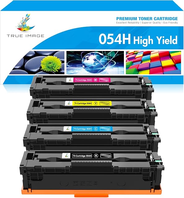 TRUE IMAGE Compatible Toner Cartridge Replacement for Canon 054H 054 i-SENSYS LBP621cw LBP623cw LBP620 MF640C MF641cw MF643cdw MF645cx MF642Cdw MF644Cdw LBP622Cdw (Black Cyan Yellow Magenta, 4-Pack)