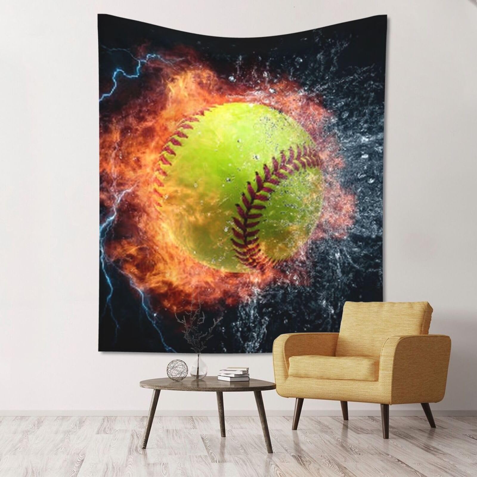 XOPEKVLAWM Tapestry Wall Hanging for Bedroom Aesthetic Wall Mural Tapestries 152x130 cm Art Backdrop Softball Tapestries Landscape Poster Tapestry for Living Room Dorm Office Home Decor
