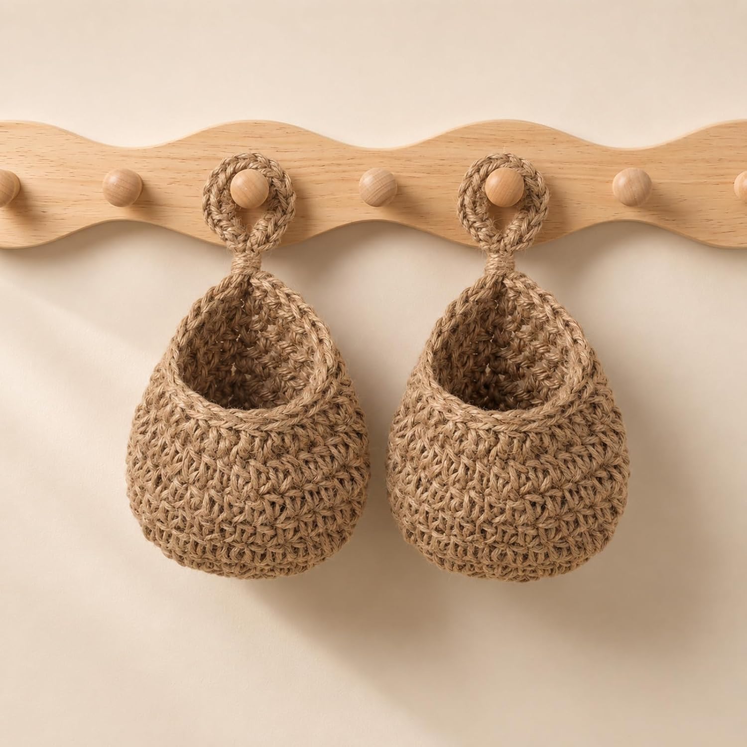 2 Pack Hanging Fruit Basket, Boho Wall Hanging Basket for Kitchen