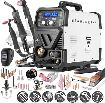 Stahlwerk CTM-416 Puls Pro Inert Gas Welding Machine 6-in-1 Full Equipment CUT TIG MIG/MAG PULS MMA (E-Hand/ARC) Flux up to 160 A Plasma Cutter up to 40 A Pulse Function Wire Feed