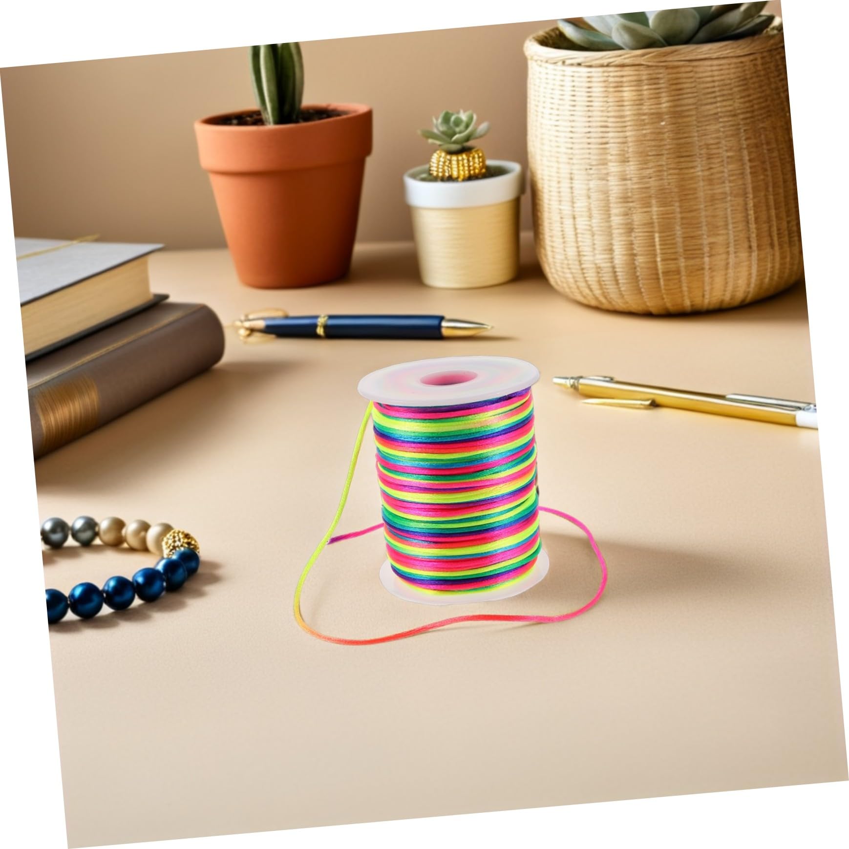 Veemoon 4 Rotoli Cordoncino Cerato per Gioielli Colorati per Creazioni Te Filo Intessuto per Braccialetti Collane e Perline Resistente e Brillante per Artigianato
