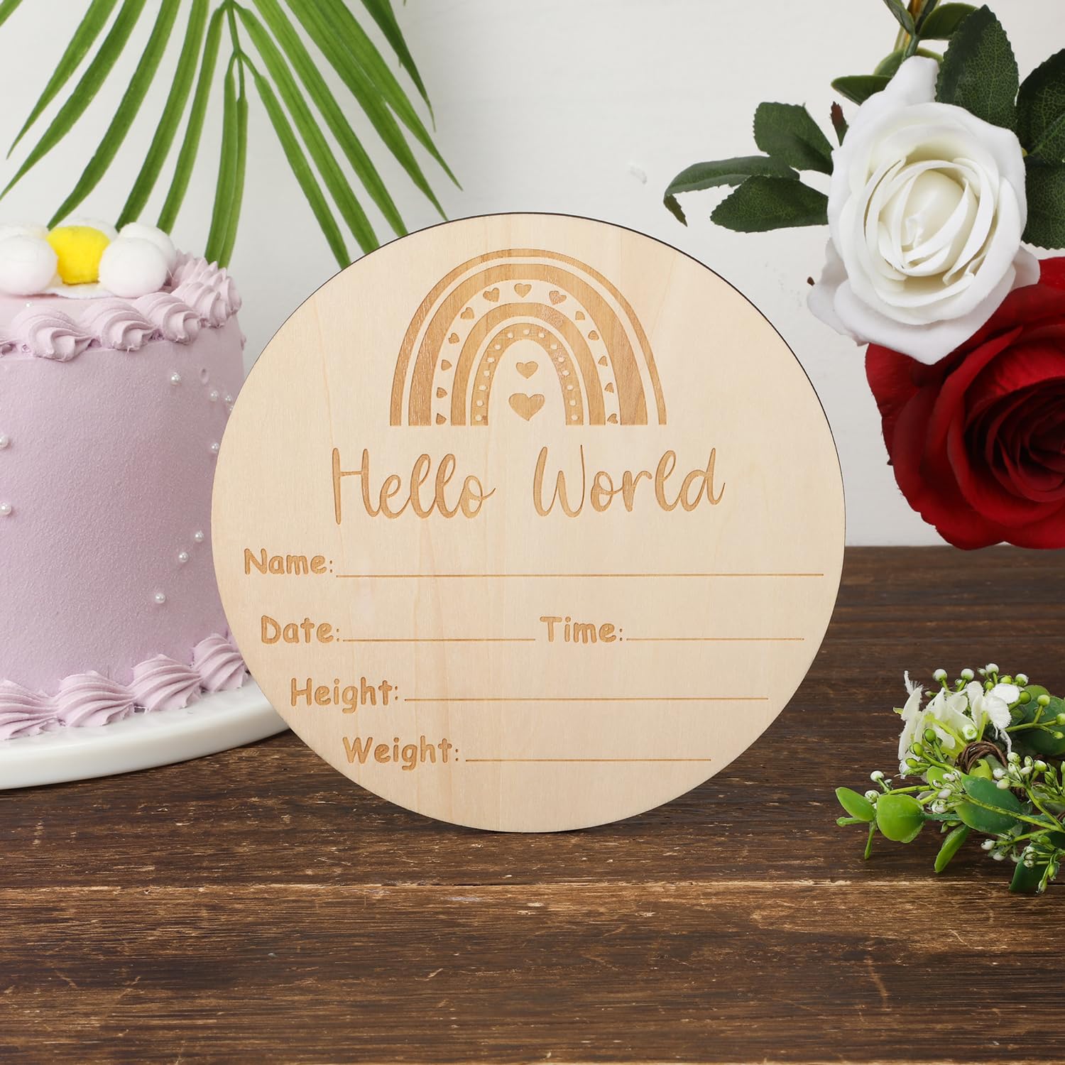 Carte Mesi Legno Per Bambini, 15 Cm Bifacciale Carte Milestone Neonato