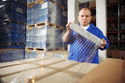 Miniatura 6 de Gpack Película de plástico preestirada de 15 pulgadas x 1500 pies con borde plegado, película transparente preestirada a mano de 8.6 micrones,