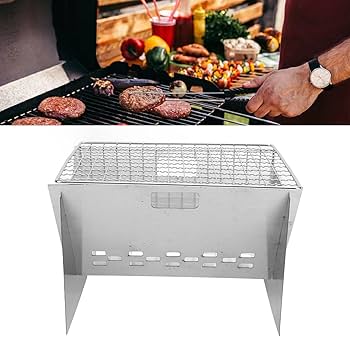 ポータブル折りたたみBBQグリル ステンレス製 軽量＆簡単組立 アウトドアに最適 折りたたみ式ポータブル BBQグリル 1個 鉄製 コンパクト設計