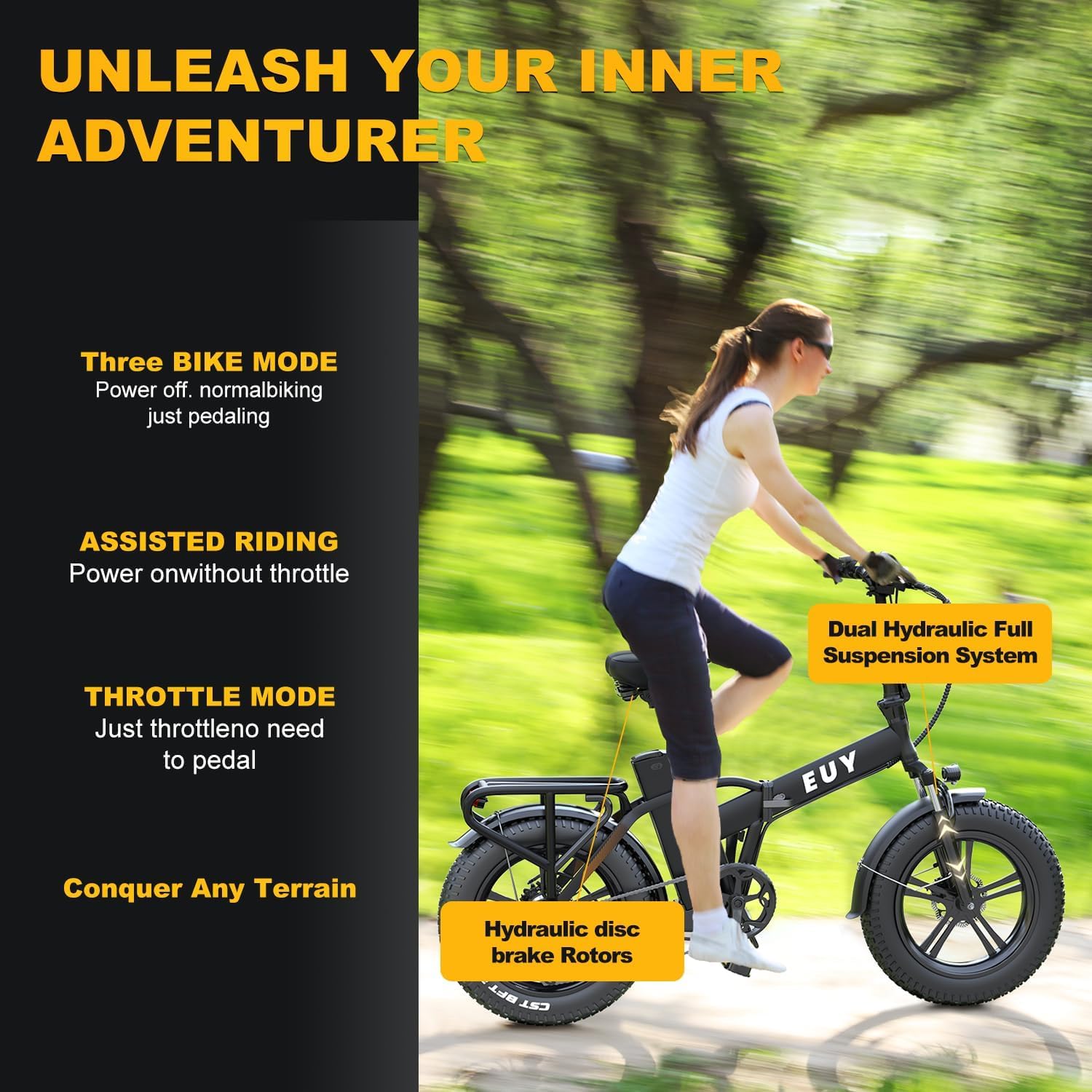 EUYBIKE Folding Electric Bike for Adults,1000W Motor(Peak 1500W),30MPH 60Miles Long Range,48V 20Ah Removable Battery, 20" Fat Tire Foldable Ebikes,7-Speed E-Bikes B-White…