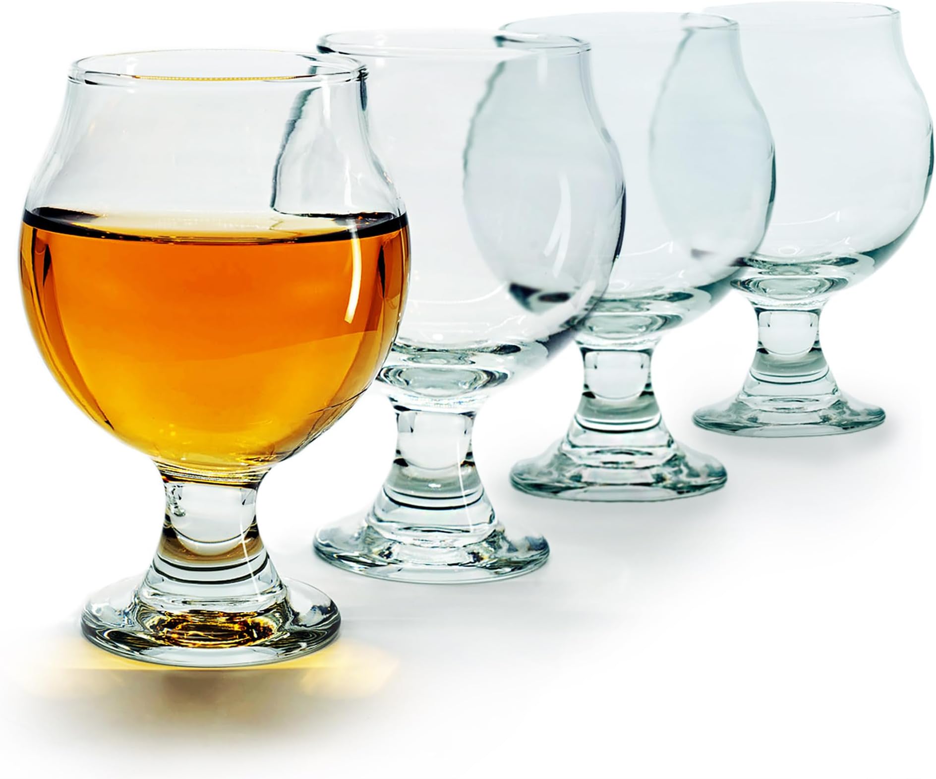 Beer Glass Belgian Tulip - 5 Oz Beer Flight Taster Glasses - Set of 4 w/Coasters