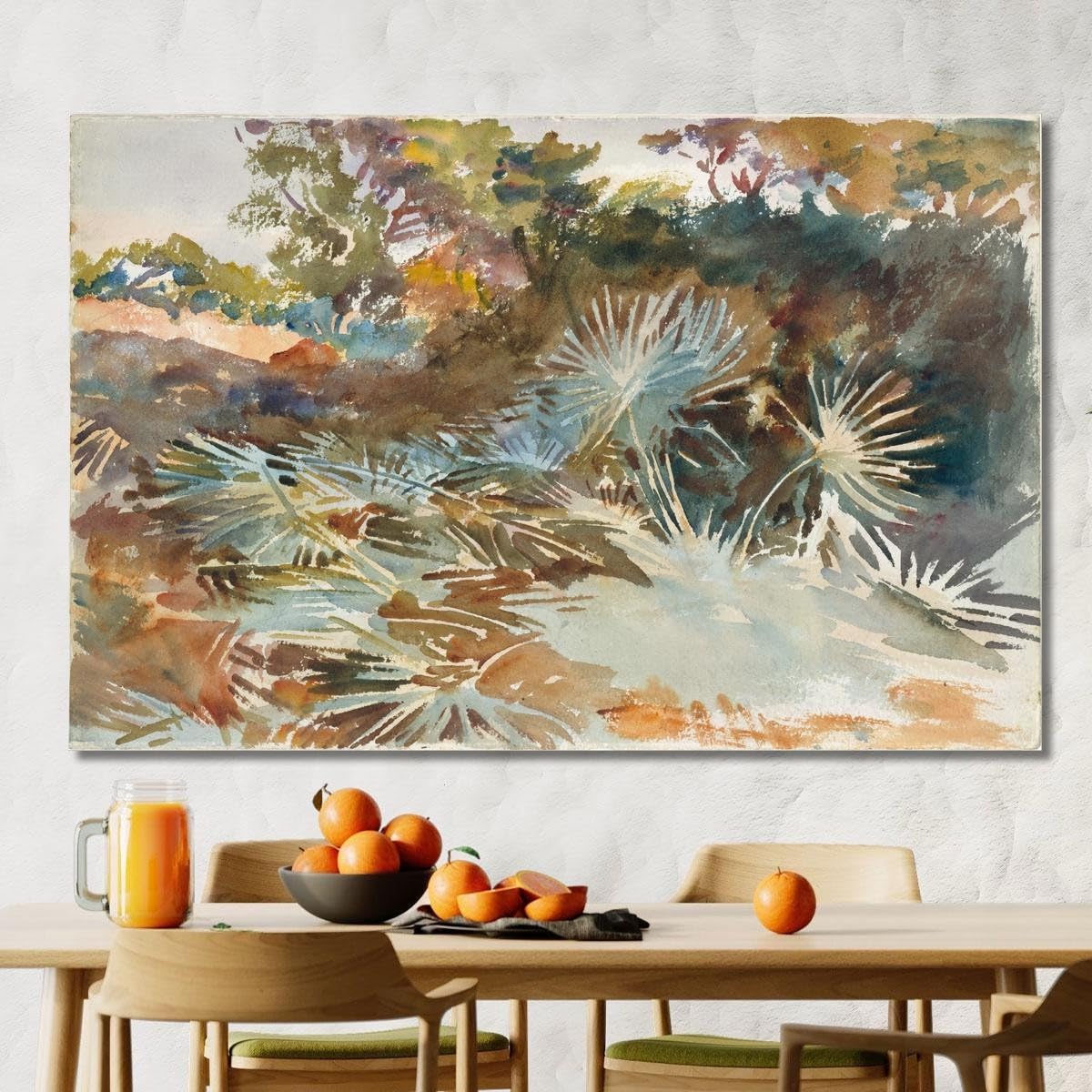 Paesaggio con Palme Nane John Singer Sargent, jss132 Quadro Stampato su Tela, 100x60 cm
