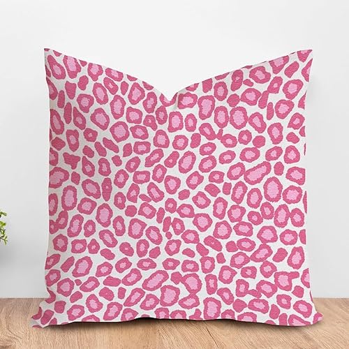Vista 388 de Funda de cojín con estampado de guepardo rosa intenso, cojín cuadrado con estampado de animales fucsia, funda de almohada decorativa para el hogar