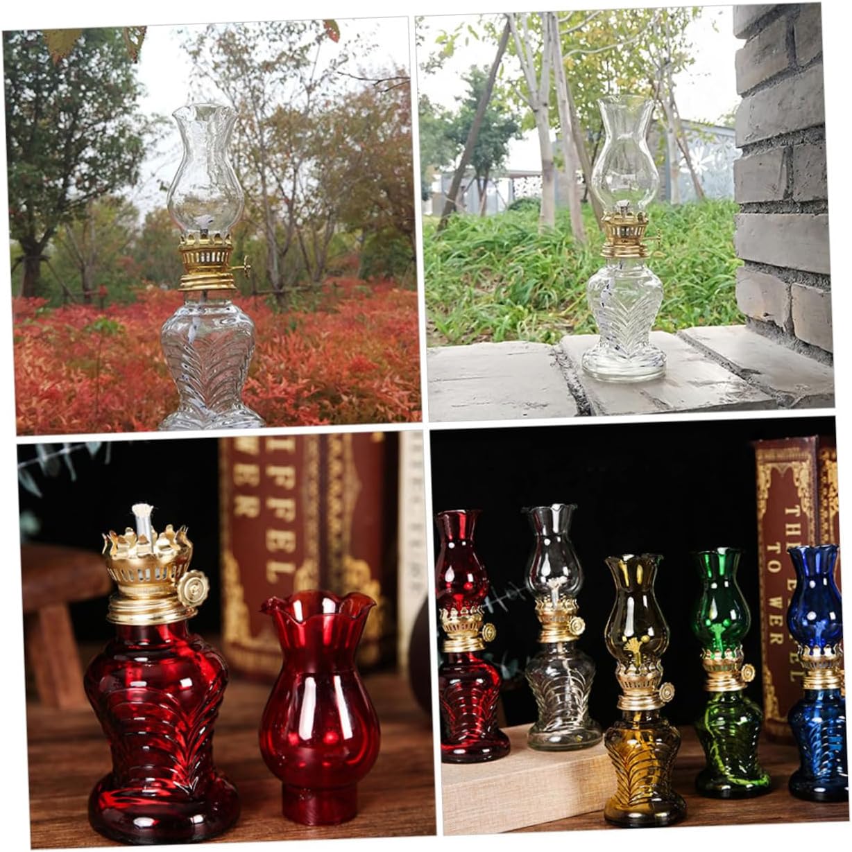 2pcs Vintage Kerosene Lantern Retro Oil Lamp for Indoor Decoration Emergency Lighting and Outdoor Use Elegant Glass Design Red Unique Atmosphere