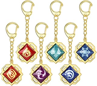 IMAKARA Genshin Vision Keychains Set Metal Pendant Impact Mondstadt Liyue Inazuma Snezhnaya Sumeru Fontaine