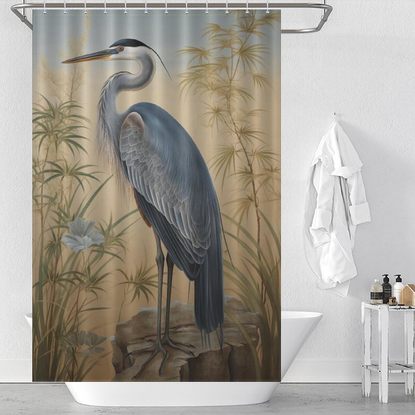 Rideau de douche grue lavable 122x183 anti-moisissure et éclaboussures