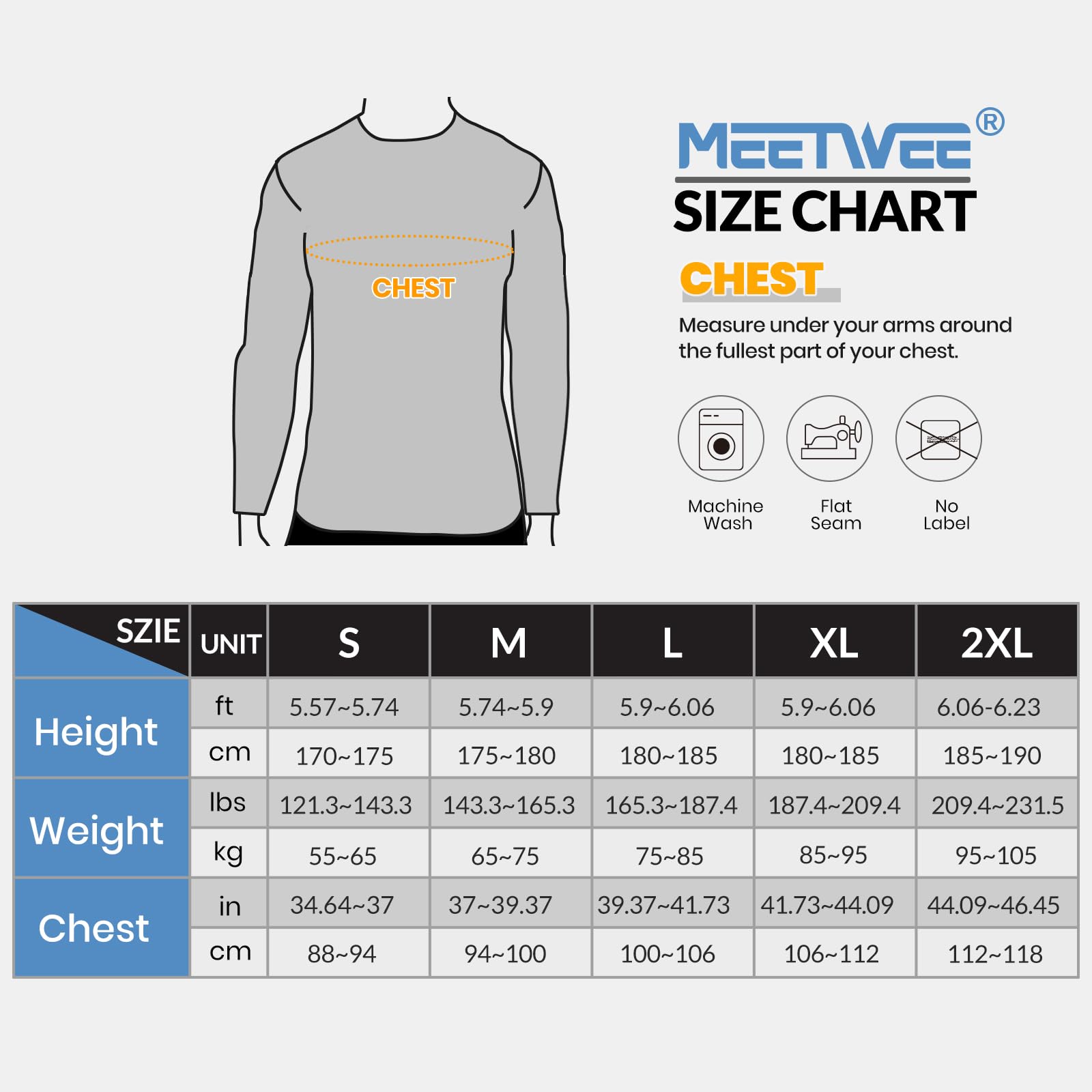 MEETWEE Rashguard Camiseta de Hombre, UPF 50+ Camisa de Compresión de Manga Larga UV Camiseta Proteccion Solar Secado Rápido para Surf y Natación