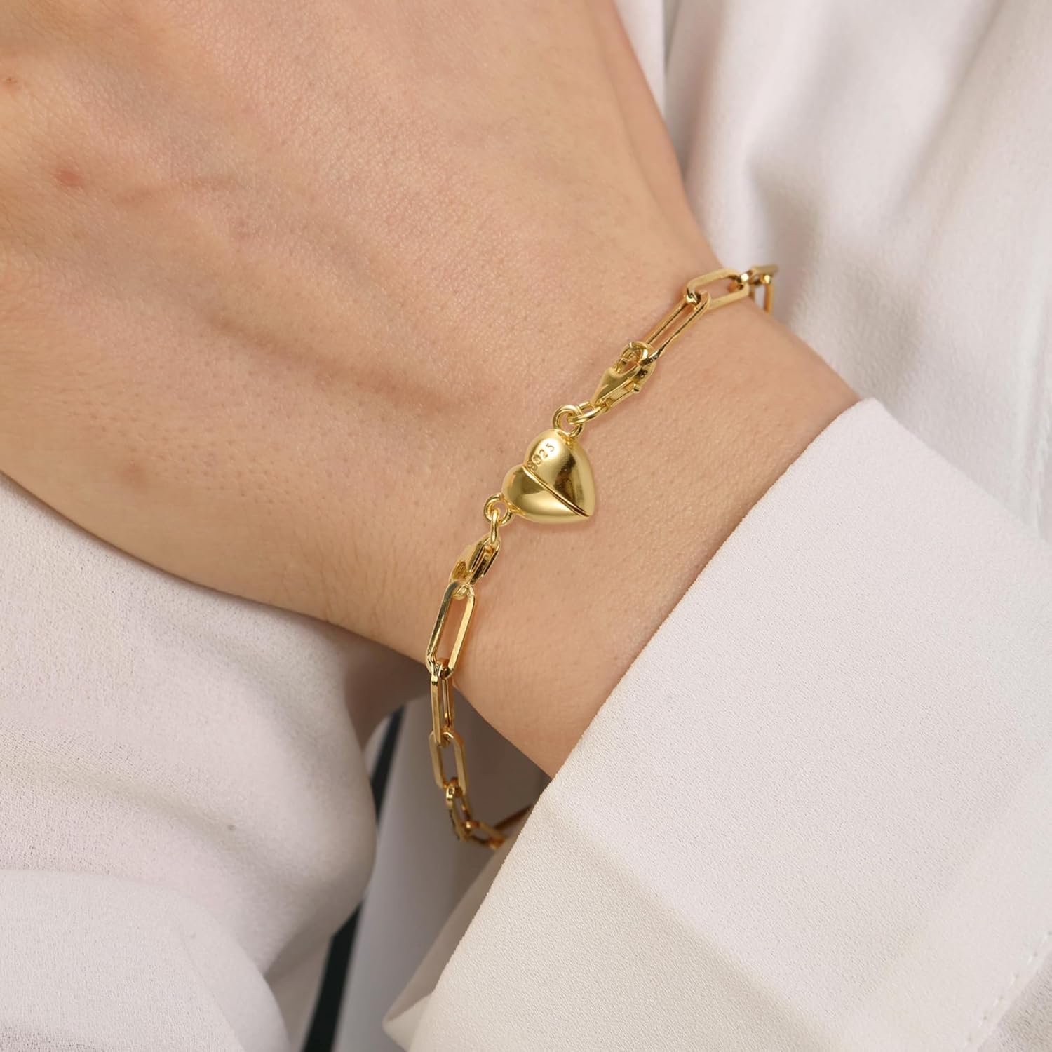 14K Gold Magnetic Jewelry Clasps for Necklaces 925 Sterling Silver Magnetic Necklace Clasps and Closures Double Lobster Heart Jewelry Clasp for Bracelet Extender - Image 6