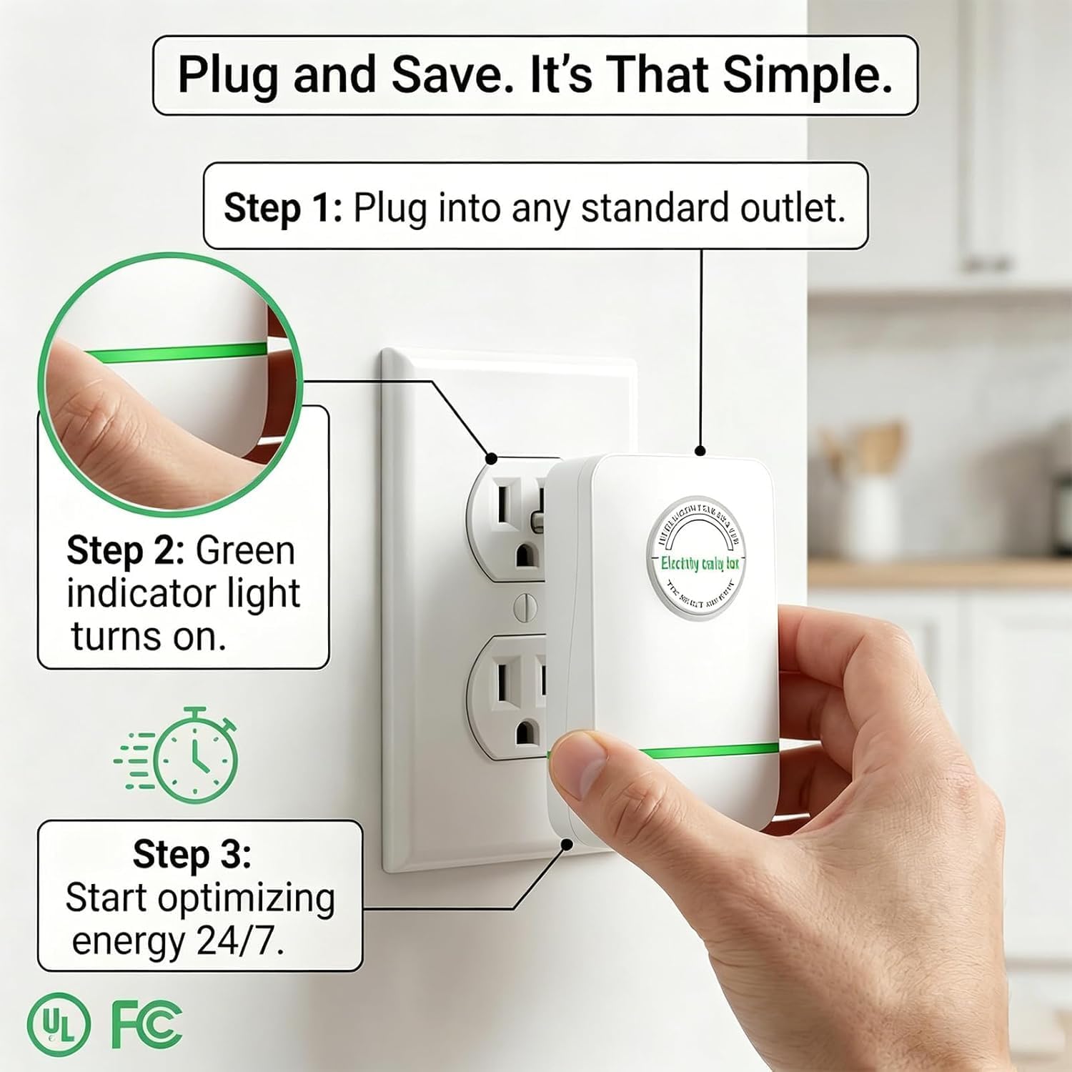 New Universal Energy-Saving Box, Reduce Electricity Bills, Plug-and-Play, Power Factor Corrector for Home and Office Use (2Pcs)