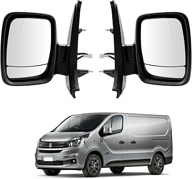 Full Door Wing Mirror Right +Left Side Dead Angle Heated Mirrors with Temp Sensor for Vauxhall Vivaro 2014- Opel Vivaro B 14-19 Renault Trafic 3 14-20 Fiat Talento Nissan NV300