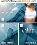 33,000ft Women's Waterproof Long Rain Coats Packable Rain Jacket with Hood Trench Coats Windbreaker