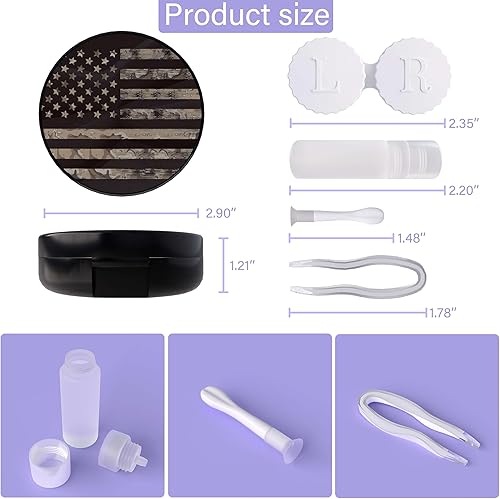 Miniatura 3 de LRITER Funda para lentes de contacto, portátil con espejo, una variedad de patrones y formas para elegir, apto para maquillaje diario, oficina,