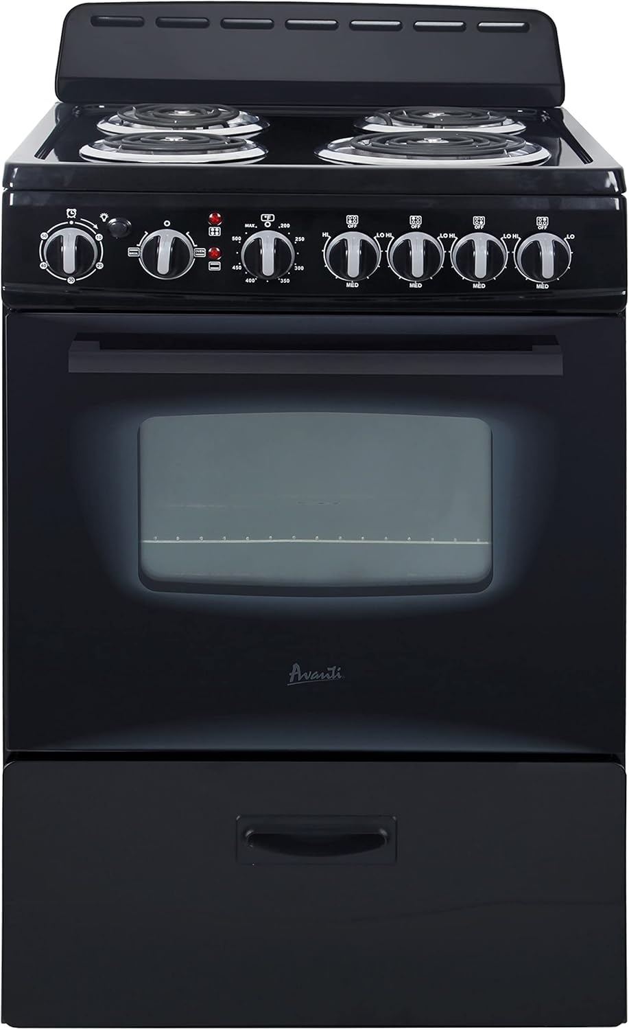 Avanti ERU240P1B ERU240 24″ Electric Range Oven with Framed Glass Door, in Black
