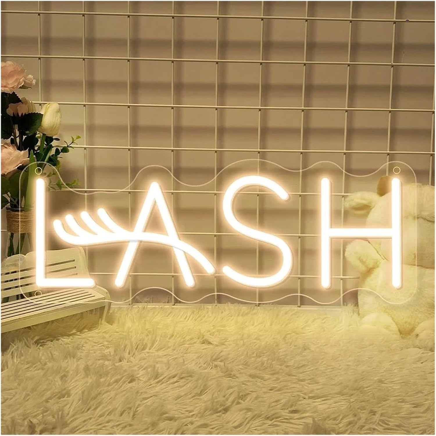 Zynther Neon lamp for LED for Neon Sign Lash for Lights Dimmable for Beauty Salon Wall Hanging Business Decor Signboard 50cm×18cm(Ré)