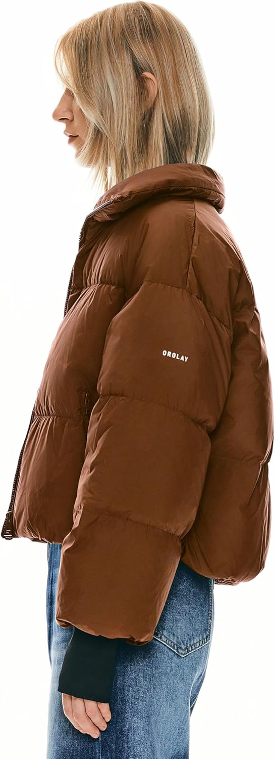 Orolay Puff-O Women's Winter Oversized Cropped Puffer Jacket Zip Up Short Down Coat Stand Collar Baggy Overcoat - Image 7