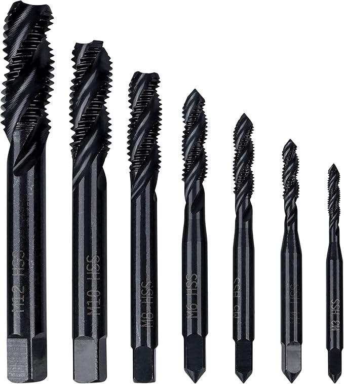 Yakamoz 7 Pcs Nitriding Coated Spiral Flute Tap Set Metric