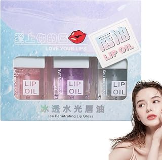 Óleo para brilho labial | Conjunto de brilho labial hidratante com óleo labial - Intensificador labial de longa duração e brilho labial para cuidados com os lábios e lábios secos, meninas Aezon