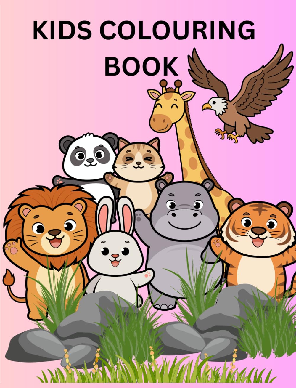Easy colouring book for kids ages 3-6: Cute animals,fun shapes and simple design