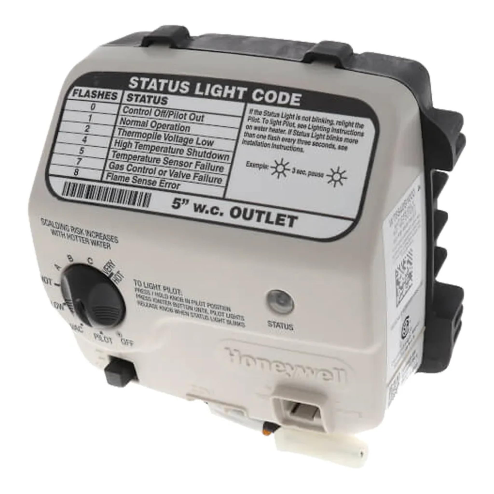 Honeywell Reliance WT8840B Gas Control Valve with warning label