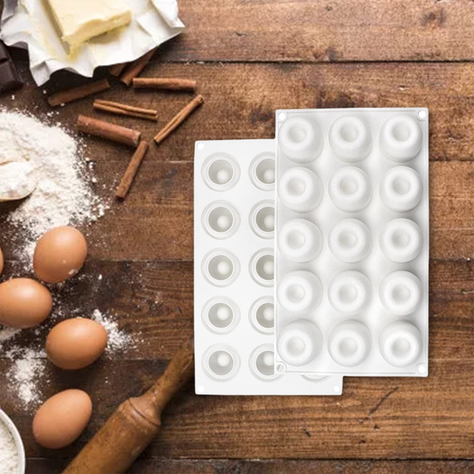 Moldes para polos， Molde de silicona redondo de 15 cavidades for mousse de chocolate, helado, postres, repostería y decoración.