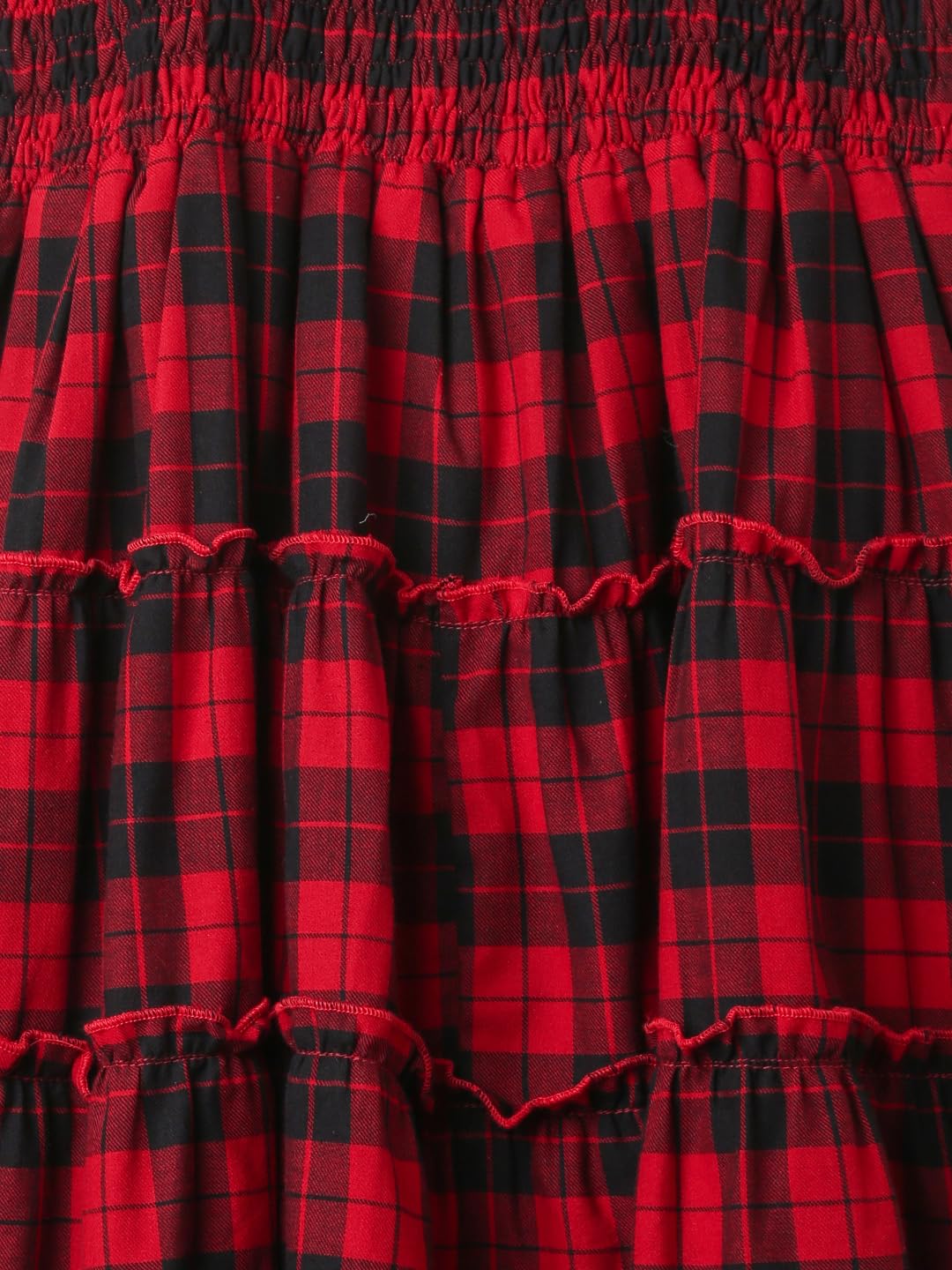 ZIP ZAP ZOOP Red Black Checks Smocked Sleeveless Dress Girls Frock Summer Clothing | 4-5 Years 3