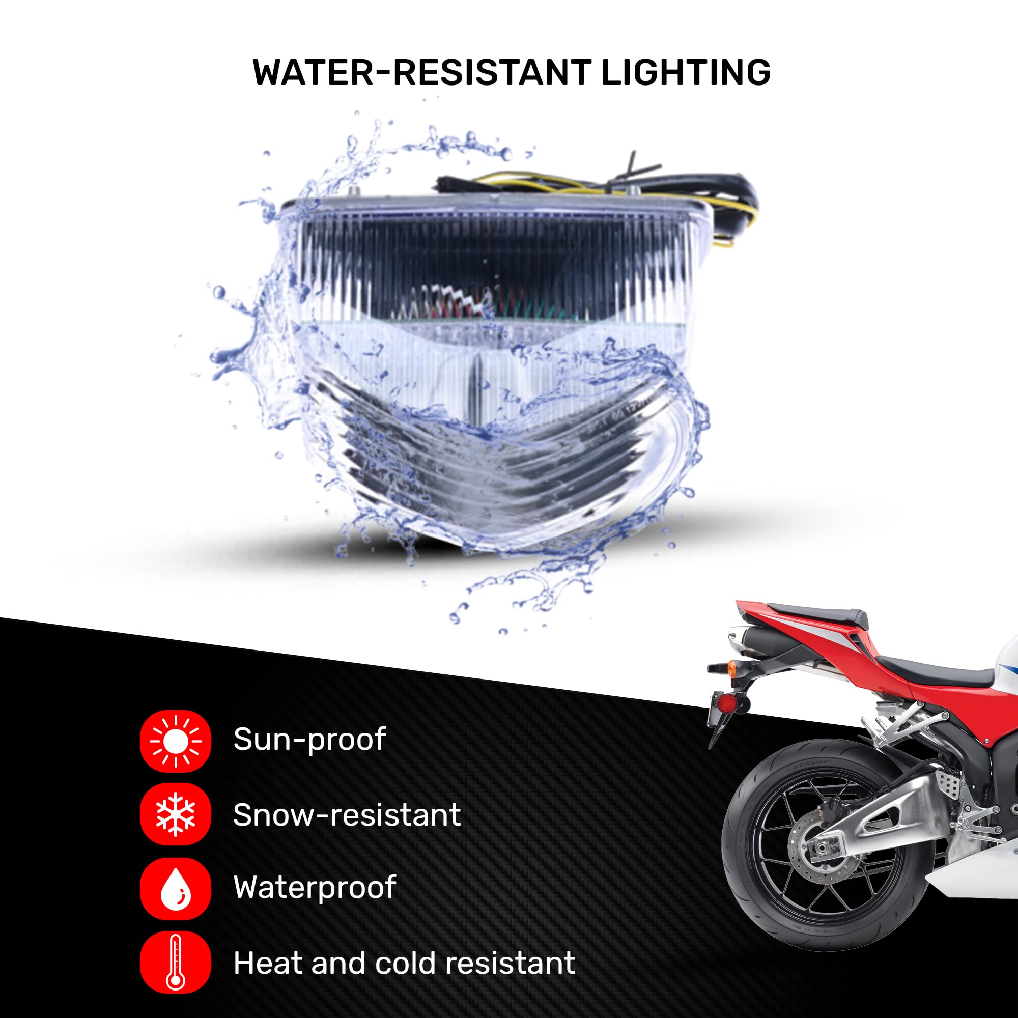 avdb-moto Światło tylne/stop LED kompatybilne z HONDA Crosstourer 1200 VFR X SC70 2012-2015, CBR 600 RR 600RR PC40 2007-2008, CBR 600 RR 600RR PC40 2009-2012 + Wbudowane kierunkowskazy (Jasna biel)