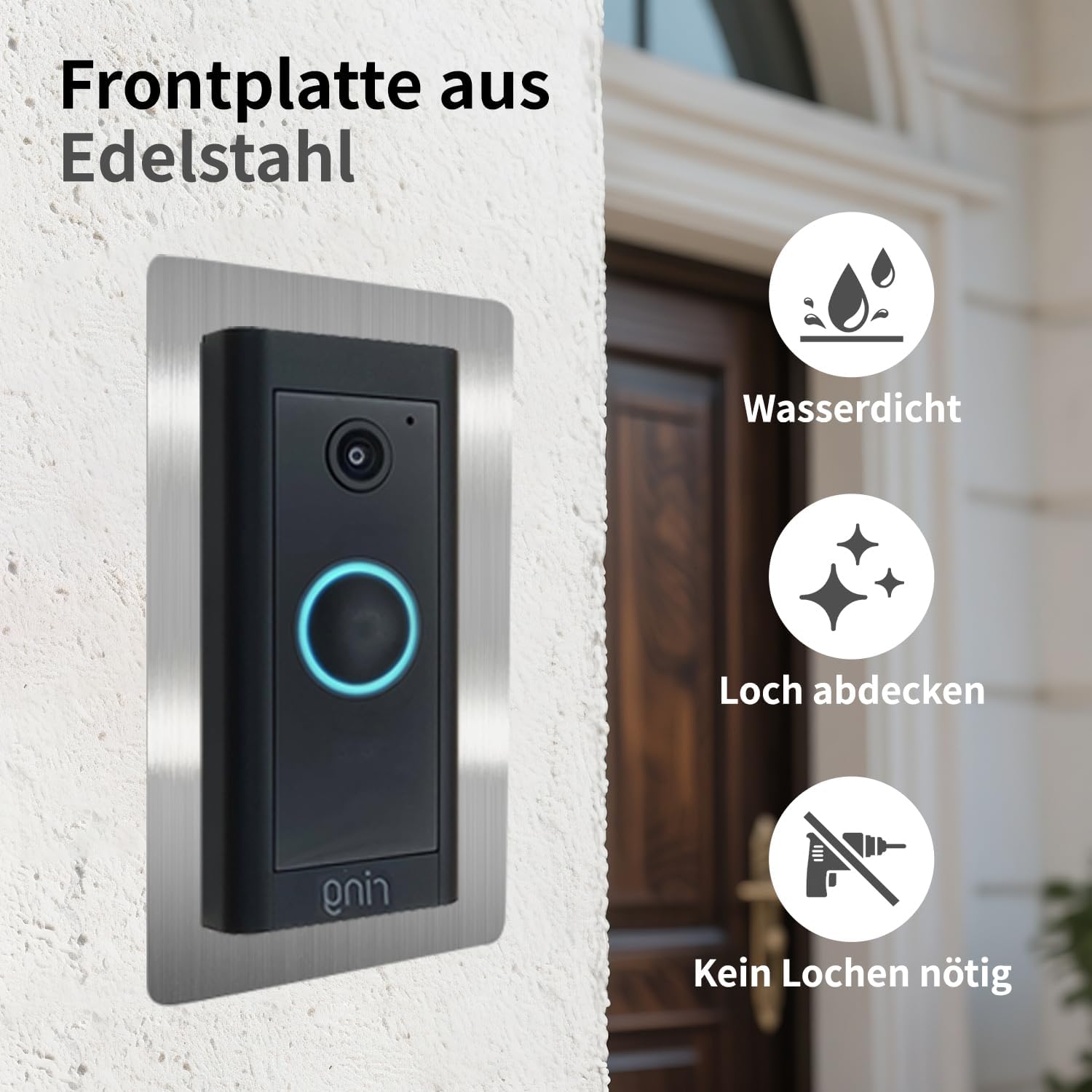 Stainless Steel Faceplate Suitable for Ring Video Doorbell Cable/Video Doorbell Wired, Bracket, Sign, Mount, Wall Plate for Wireless Bell, Silvery(T80)