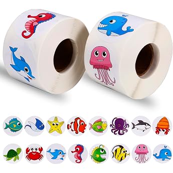 Sea Animal Stickers 1000 Pieces Ocean Stickers Sea Animals Stickers Children Round Animal Stickers Sea Animals Stickers Roll Round Sea Animal Pattern Stickers