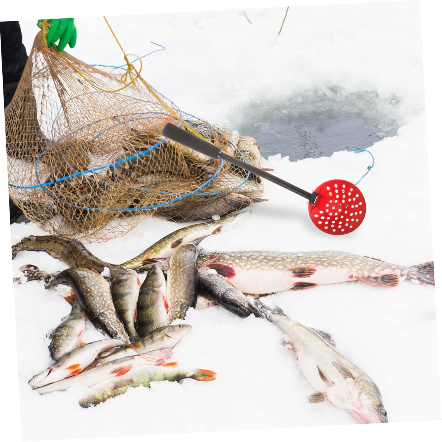 2pcs Foldable Ice Fishing Spoons Ergonomic Ice Fishing Scoop for Outdoor Use and Material