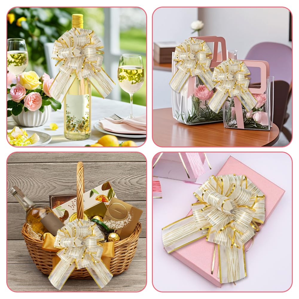 Lot de 5 grands nœuds pour cadeau - Grand nœud - Pour décoration de voiture - Pour mariage, fête - Vert olive