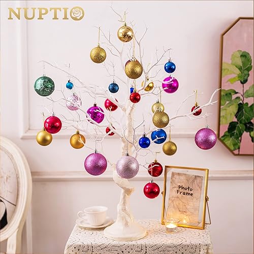 Miniatura 2 de Nuptio Rama de árbol de Navidad blanca artificial de 31.5 pulgadas de alto, centro de mesa de boda para mesas, adorno decorativo, ramas de árbol