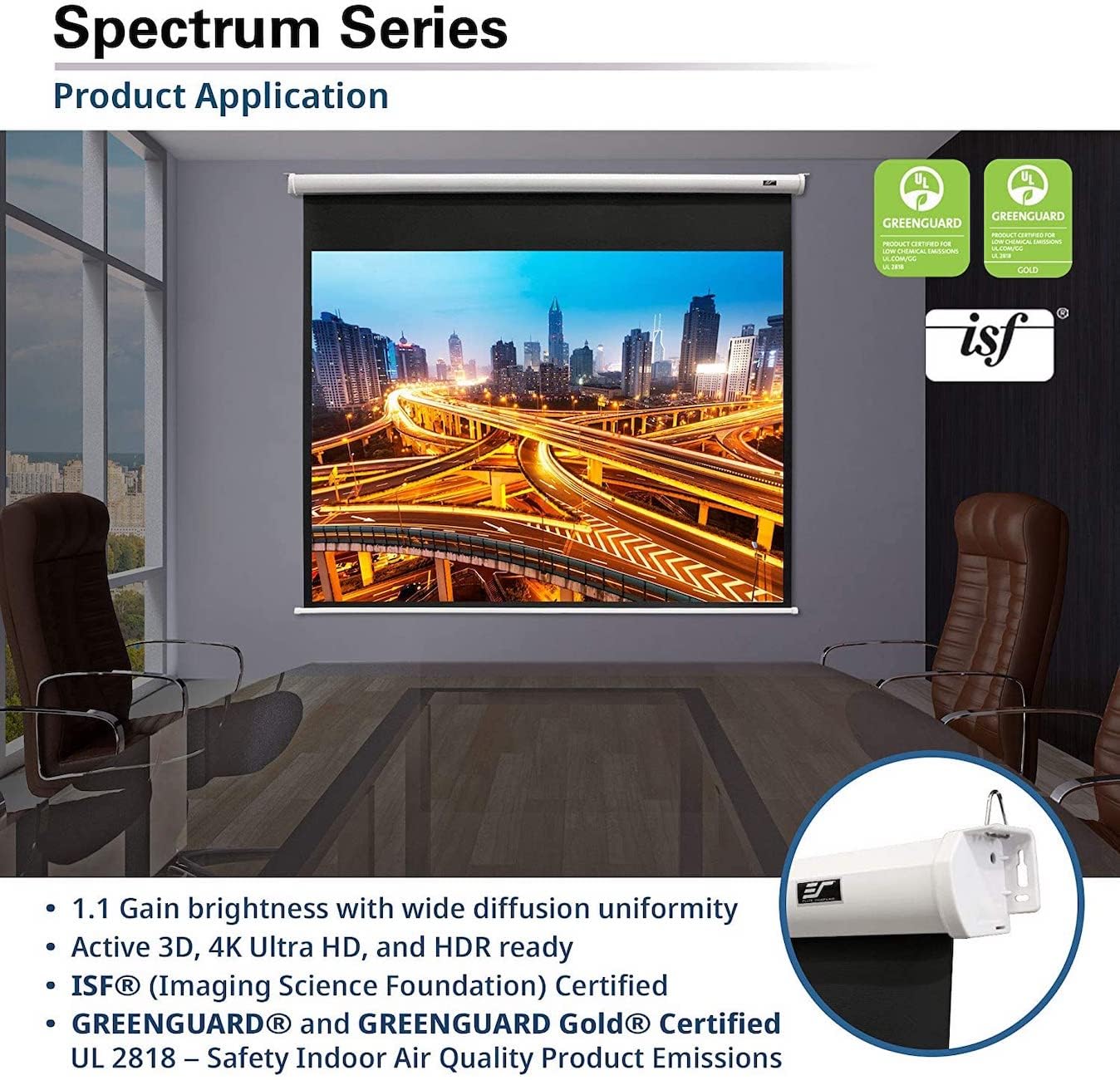 Elite Screens ELECTRIC110XH Schermo per proiettore 2,79 m (110") 16:9 - Schermo Motorizzato, 2,79 m (110"), 2,44 m, 137 cm, 16:9
