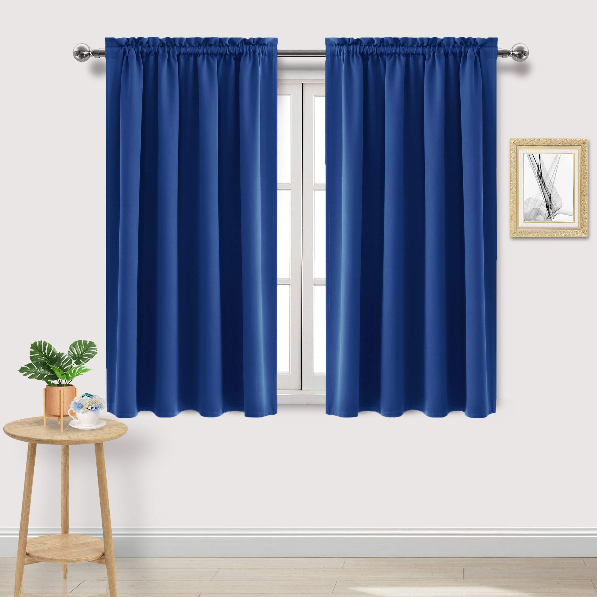 DWCN Black Out Blackout Curtains Room Darkening Thermal Insulated Bedroom Curtains Window Curtain Panels, 52 x 45 inches Long, Set of 2 Classic Blue Rod Pocket Drapes โ image 1