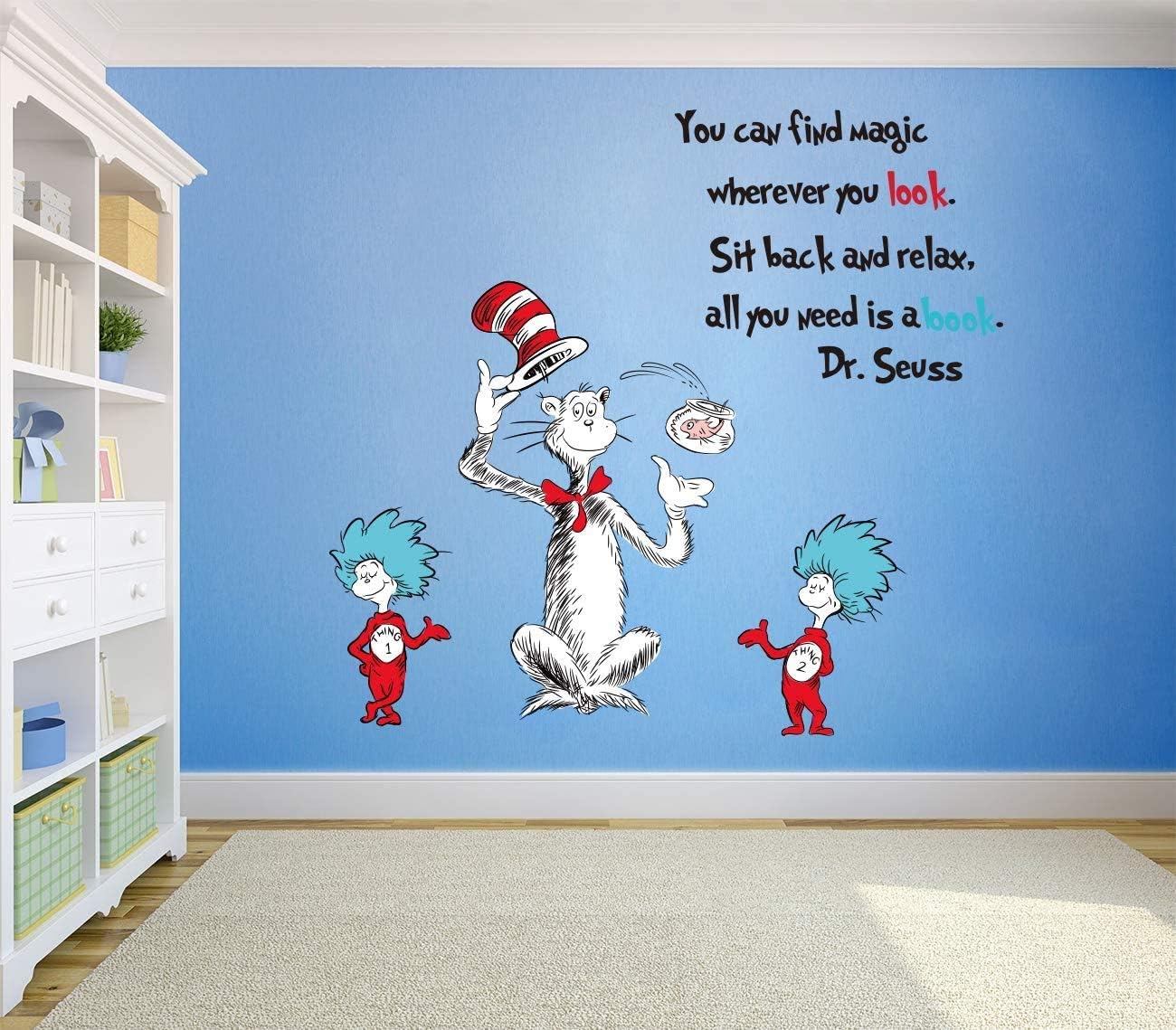 Dr Seuss Quotes Saying Wall Decals Kids Educational Wall Stickers Children Reading Room Baby Nursery Wall Décor