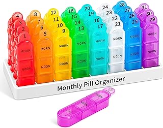Monthly Pill Organizer 3 Times a Day, 30 Day Pill Organizer with Small Pill Box, One Month Medicine Organizer, 31 Day Pill Case Pill Container to Hold Vitamin, Supplement and Medication