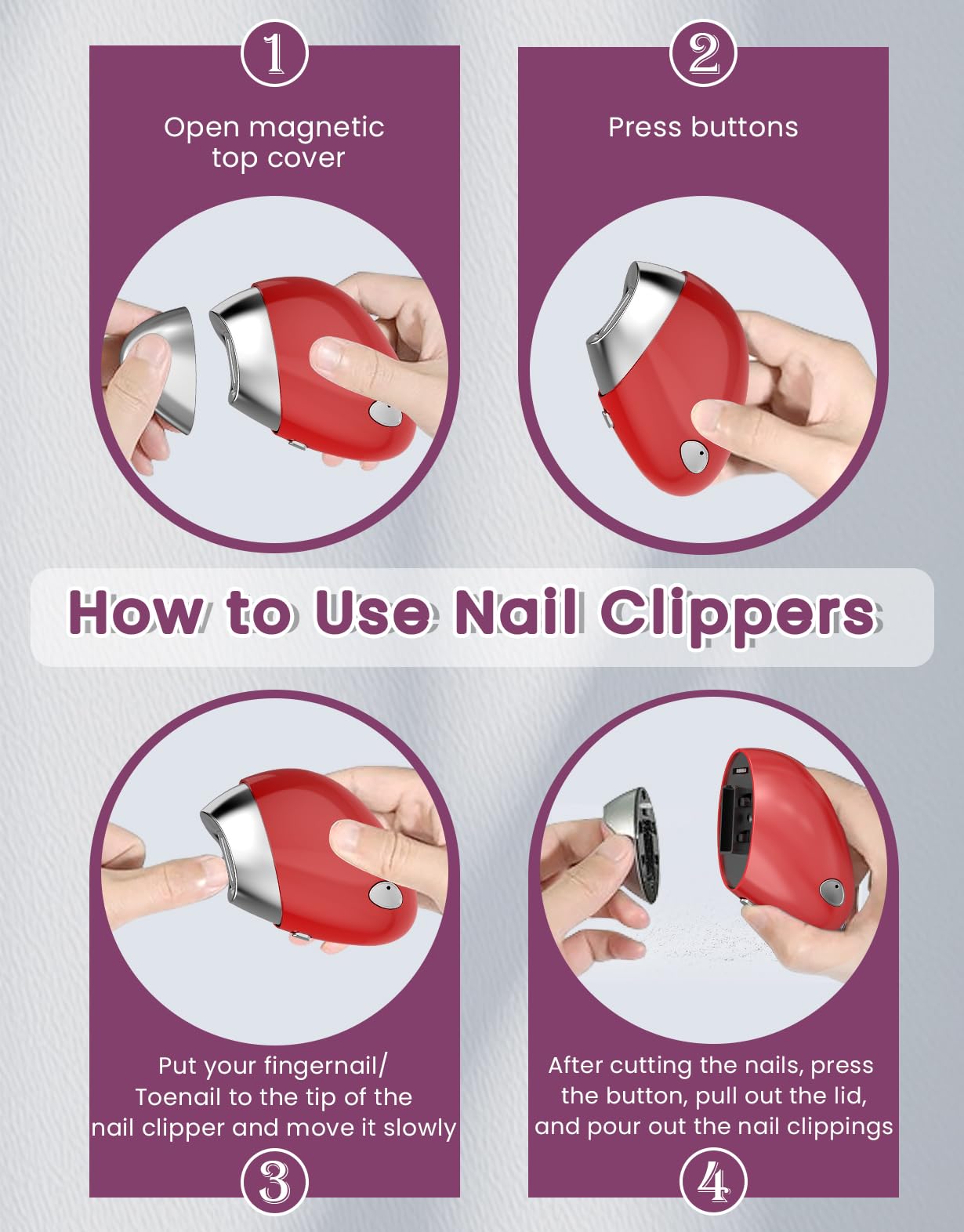 Electric Nail Clipper with Replacement Blade Heads and 2 Speeds